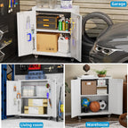 Metal Tool Cabinet with Wheels Pegboard 87x66x35CM Locking