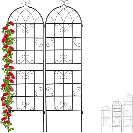 Metal Trellis Climbing Plant Support Free-Standing Vintage Style (Set of 2)