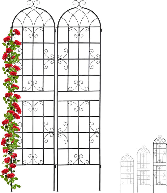 Metal Trellis Climbing Plant Support Free-Standing Vintage Style (Set of 2)