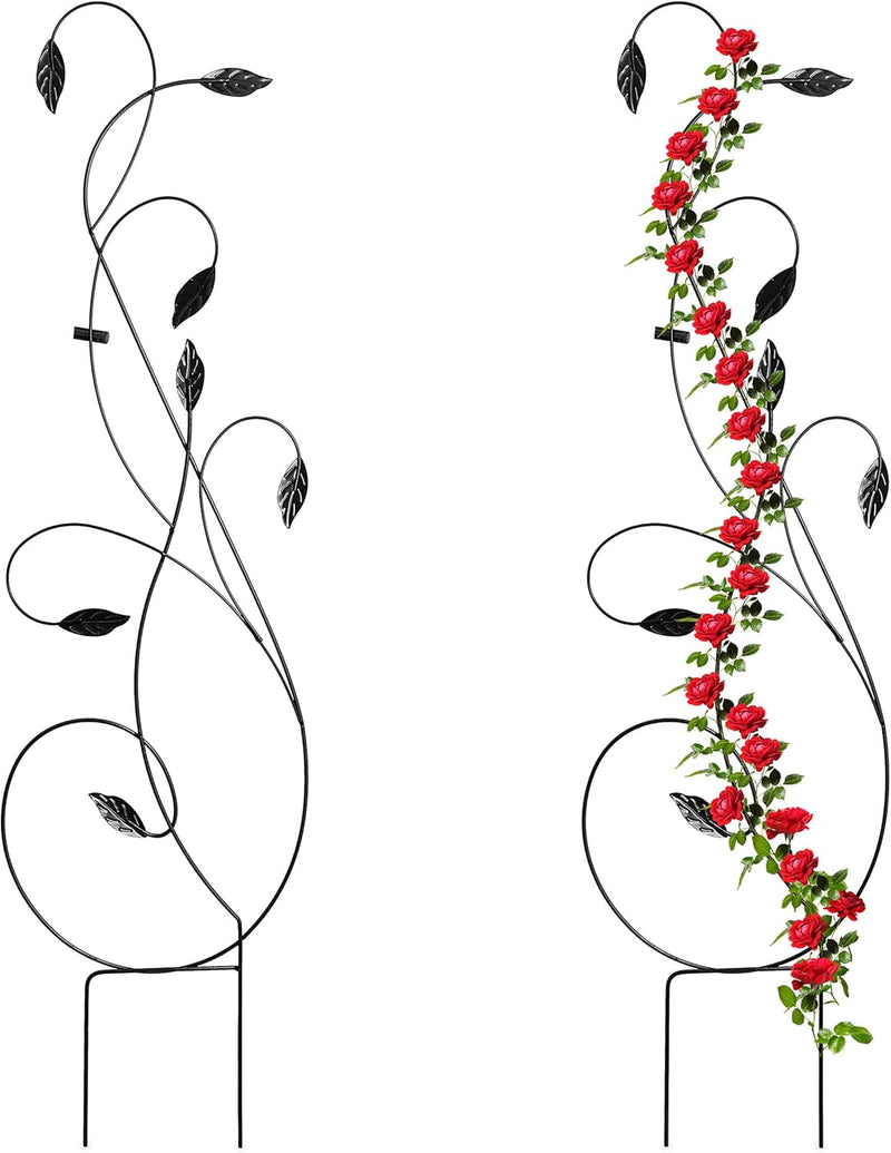 Metal Trellises for Climbing Plants Plug-In Decorative Curved (Set of 2)