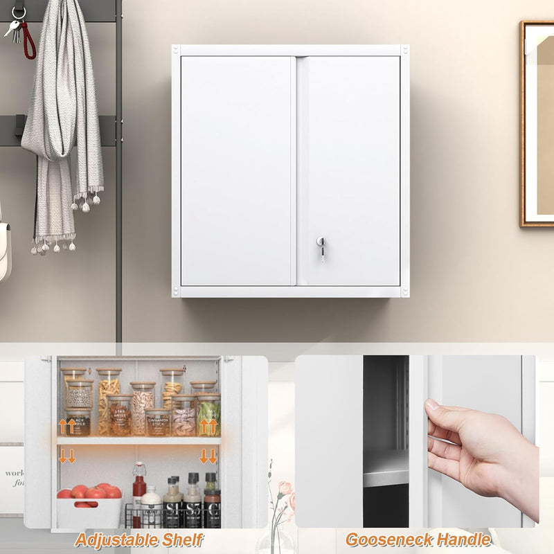Metal Wall Cabinet Mounted Storage with Lock
