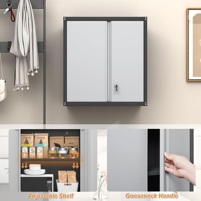 Metal Wall Cabinet Mounted Storage with Lock
