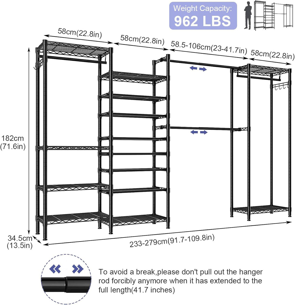 Metal Wardrobe Clothes Rail with Shoe Rack