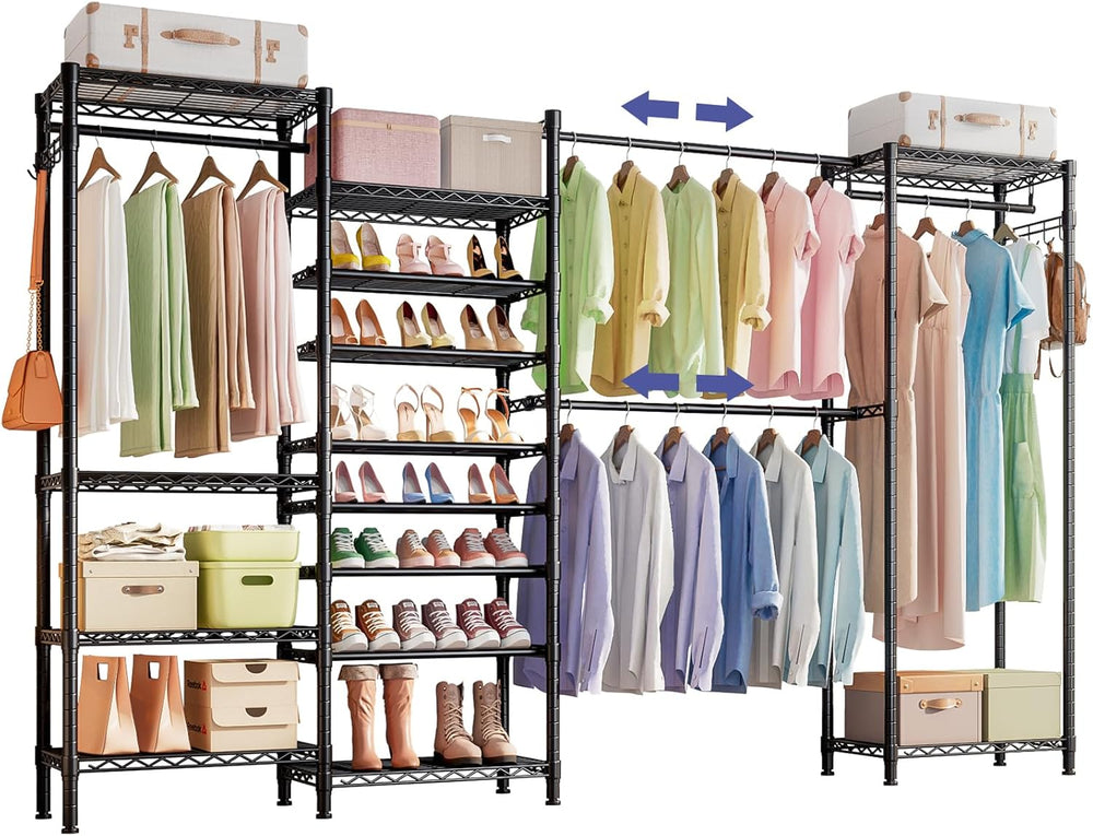 Metal Wardrobe Clothes Rail with Shoe Rack