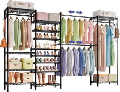Metal Wardrobe Clothes Rail with Shoe Rack