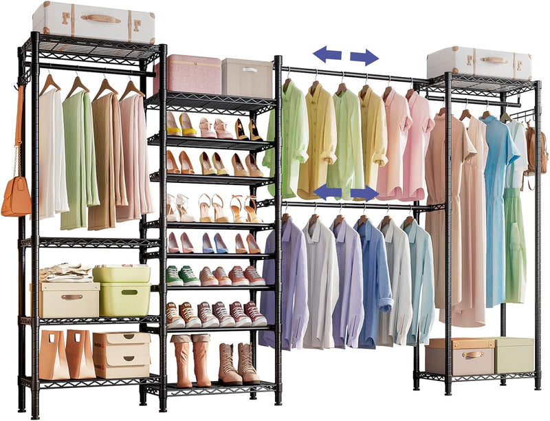 Metal Wardrobe Clothes Rail with Shoe Rack
