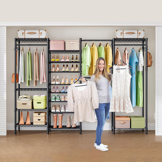 Metal Wardrobe Clothes Rail with Shoe Rack