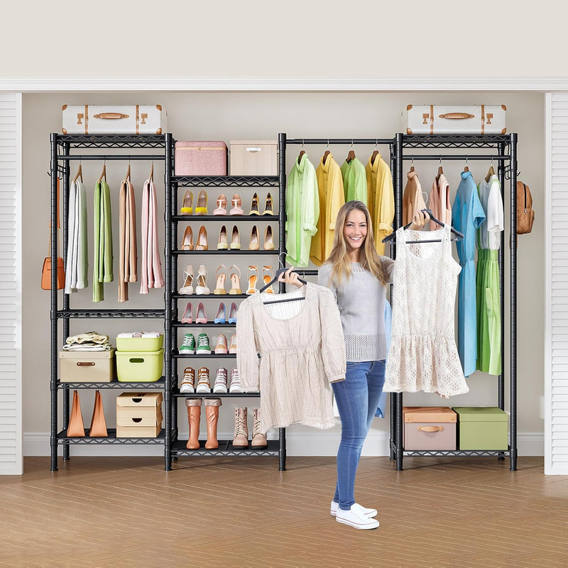Metal Wardrobe Clothes Rail with Shoe Rack