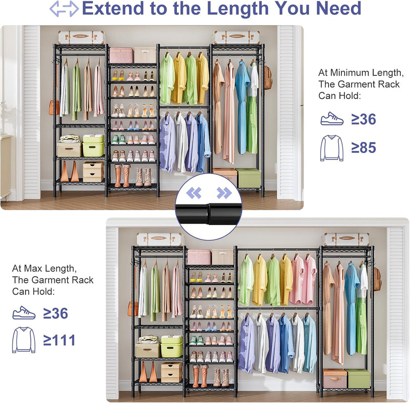 Metal Wardrobe Clothes Rail with Shoe Rack