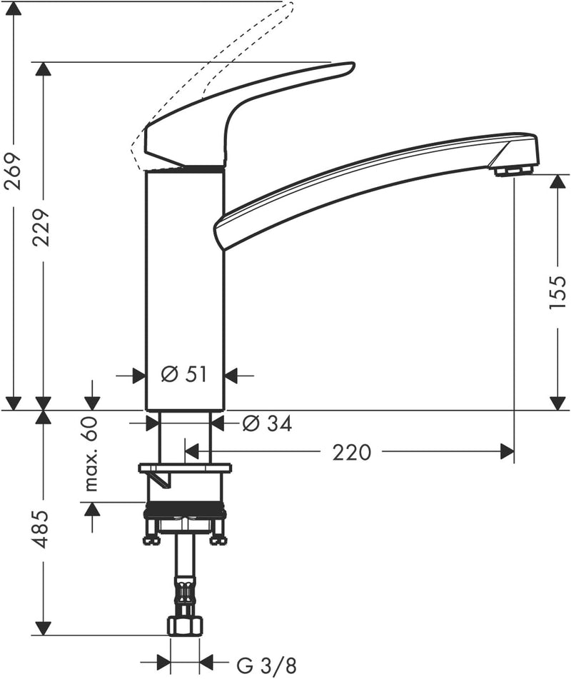 Metropol Single Bath Flush-Mounted with Lever Handle Matt