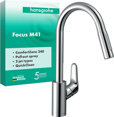 M41 Single Lever Kitchen Mixer 240 with Pull-Out
