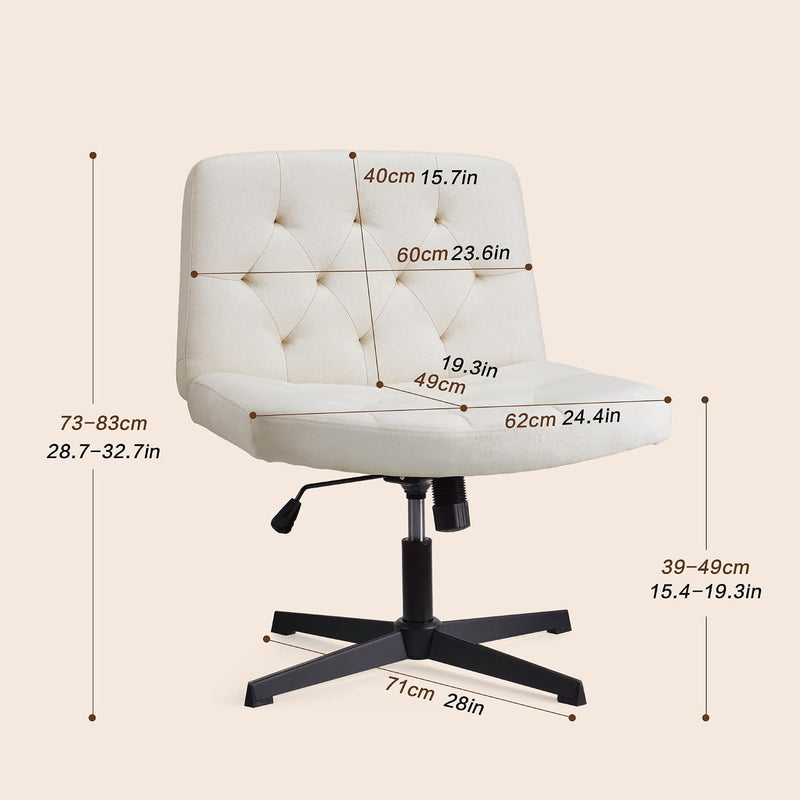 Mid-Back Cross-Legged Desk Chair Vanity Dressing Table
