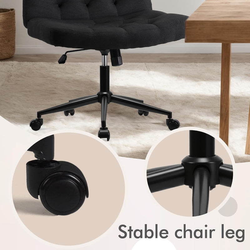 Mid-Back Cross-Legged Desk Chair Vanity Dressing Table