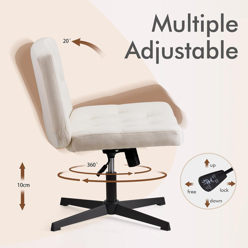 Mid-Back Cross-Legged Desk Chair Vanity Dressing Table