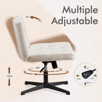 Mid-Back Cross-Legged Desk Chair Vanity Dressing Table