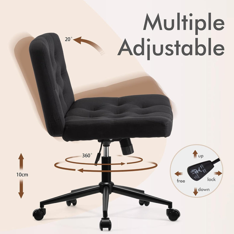 Mid-Back Cross-Legged Desk Chair Vanity Dressing Table