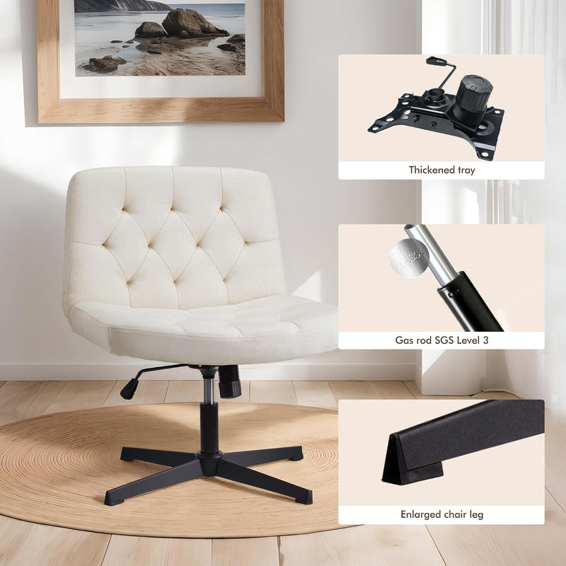 Mid-Back Cross-Legged Desk Chair Vanity Dressing Table