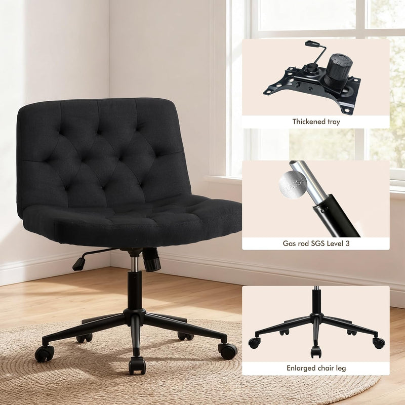 Mid-Back Cross-Legged Desk Chair Vanity Dressing Table