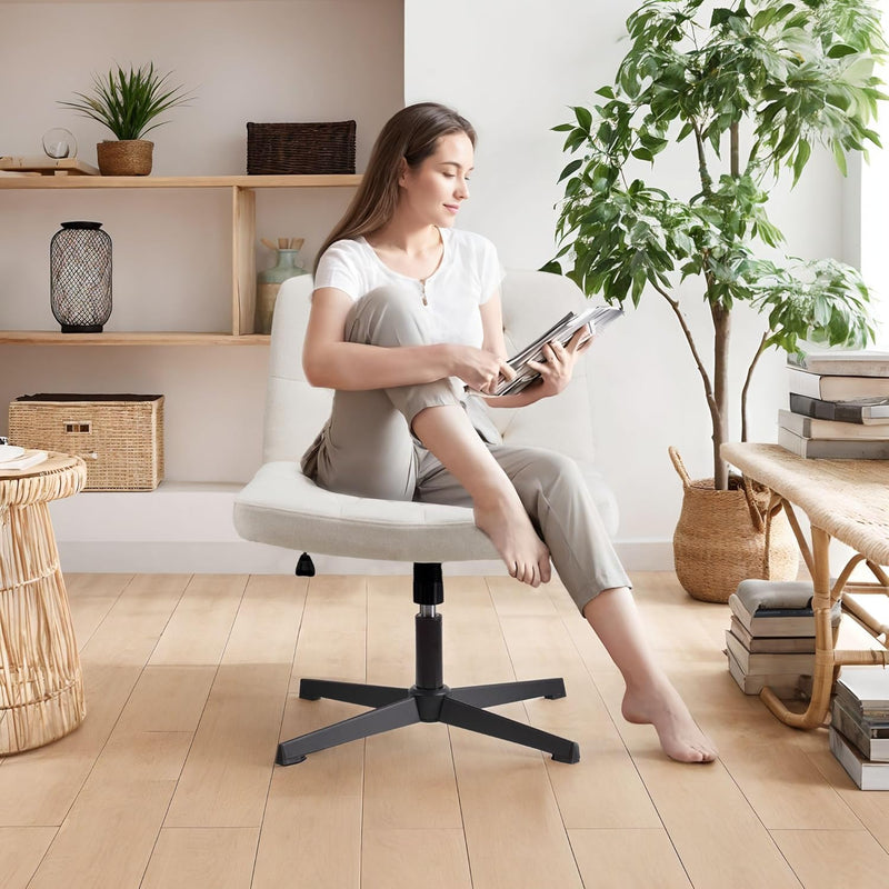 Mid-Back Cross-Legged Desk Chair Vanity Dressing Table