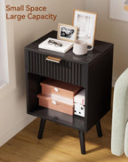 Mid Century Modern Nightstand Side Table with Fluted (Set of 2)