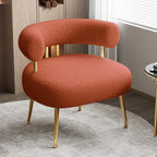 Mid Century Sherpa Boucle Accent Chair Round Upholstered