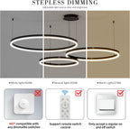 Round Pendant Light Brightness Adjustable 10%-100% 3000K (3Pack)