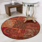 Milan Burnt Patchwork Traditional Living Room Rug
