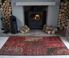 Milan Burnt Patchwork Traditional Living Room Rug