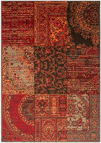 Milan Burnt Patchwork Traditional Living Room Rug
