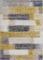 Milan Mottled Faded Distressed Ikat Stripe Design Ochre