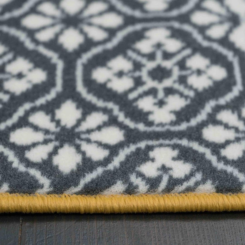 Milan Ochre Mustard Patchwork Squares Traditional Lounge Living Room