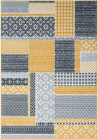 Milan Ochre Mustard Patchwork Squares Traditional Lounge Living