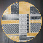 Milan Ochre Mustard Patchwork Squares Traditional Lounge Living
