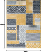 Milan Ochre Mustard Patchwork Squares Traditional Lounge Living