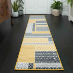 Milan Ochre Mustard Patchwork Squares Traditional Lounge Living