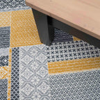 Milan Ochre Mustard Patchwork Squares Traditional Lounge Living