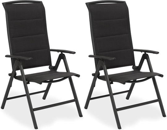 Milano High-Back Dining Chairs Padded Folding 8-Way Adjustable (Set of 2)