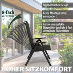 Milano High-Back Dining Chairs Padded Folding 8-Way Adjustable (Set of 2)