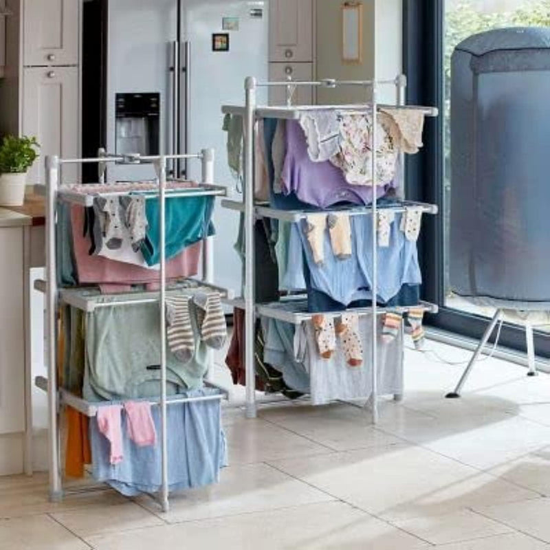 Mini 3-Tier Heated Clothes Airer Foldable Shelves Dry