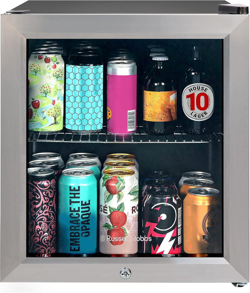 Mini Fridge 12 Bottle 46L Lockable Freestanding Stainless