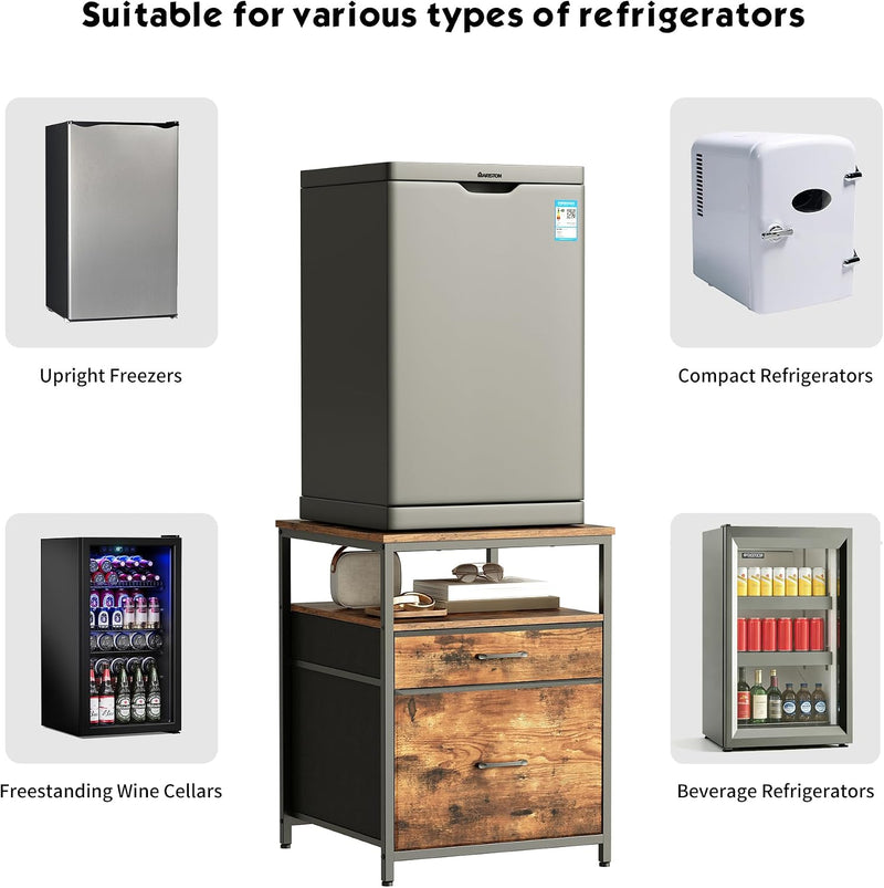 Mini Fridge Stand with 3 Storage Cabinet Beverage