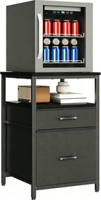 Mini Fridge Stand with 3 Storage Cabinet Beverage