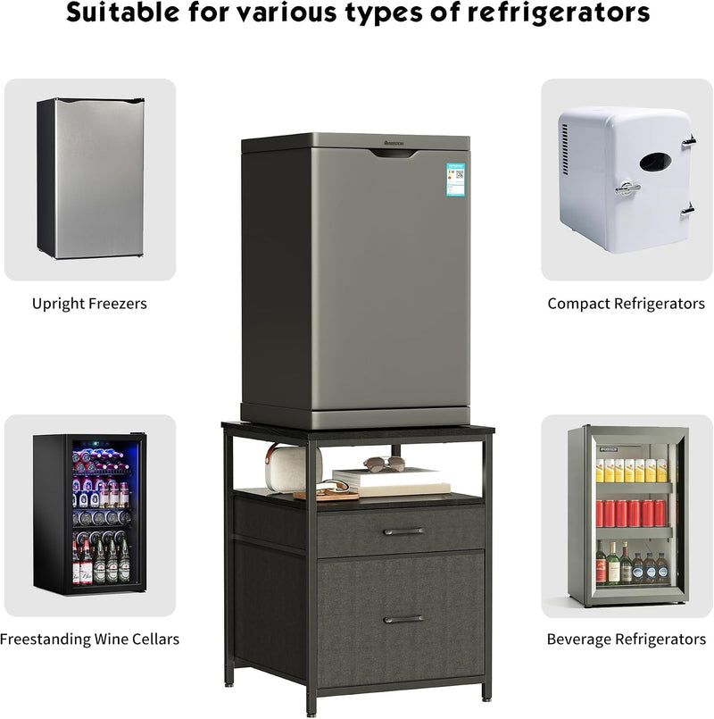 Mini Fridge Stand with 3 Storage Cabinet Beverage
