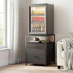 Mini Fridge Stand with 3 Storage Cabinet Beverage