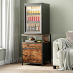 Mini Fridge Stand with 3 Storage Cabinet Beverage