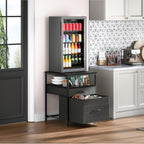 Mini Fridge Stand with 3 Storage Cabinet Beverage