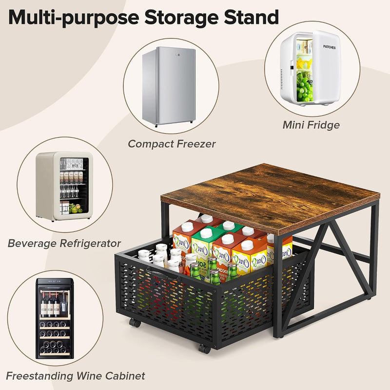 Mini Fridge Stand with Storage