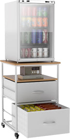 Mini Fridge Stand with Storage-Kitchen Storage Trolley