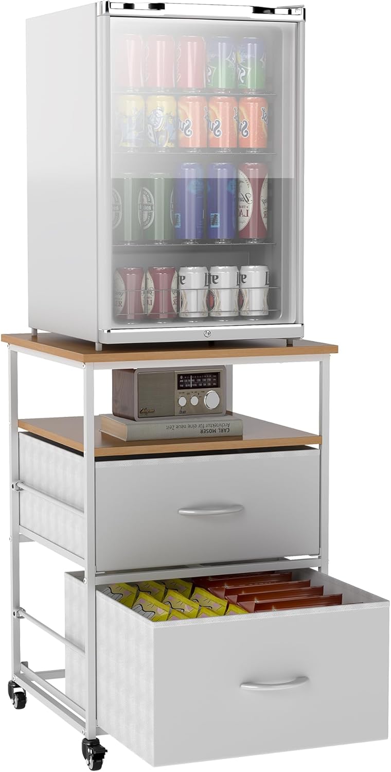 Mini Fridge Stand with Storage-Kitchen Storage Trolley