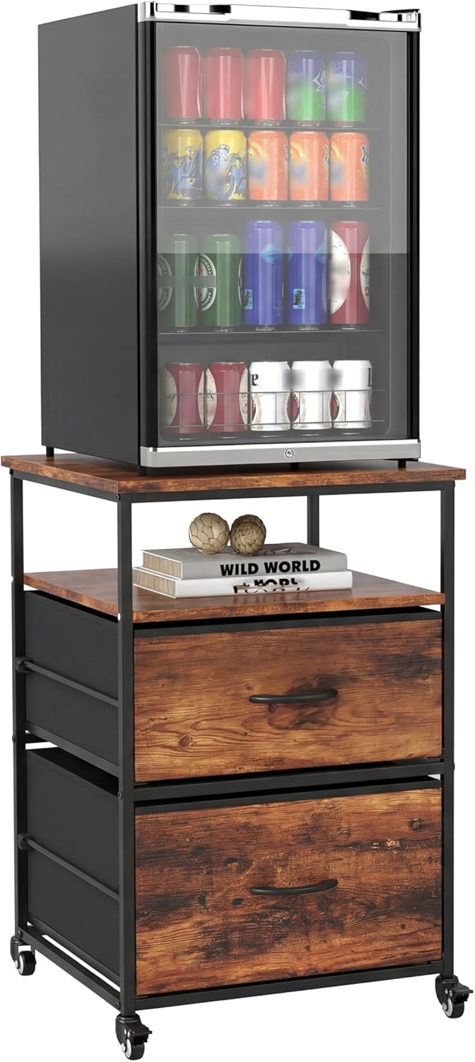 Mini Fridge Stand with Storage-Kitchen Storage Trolley